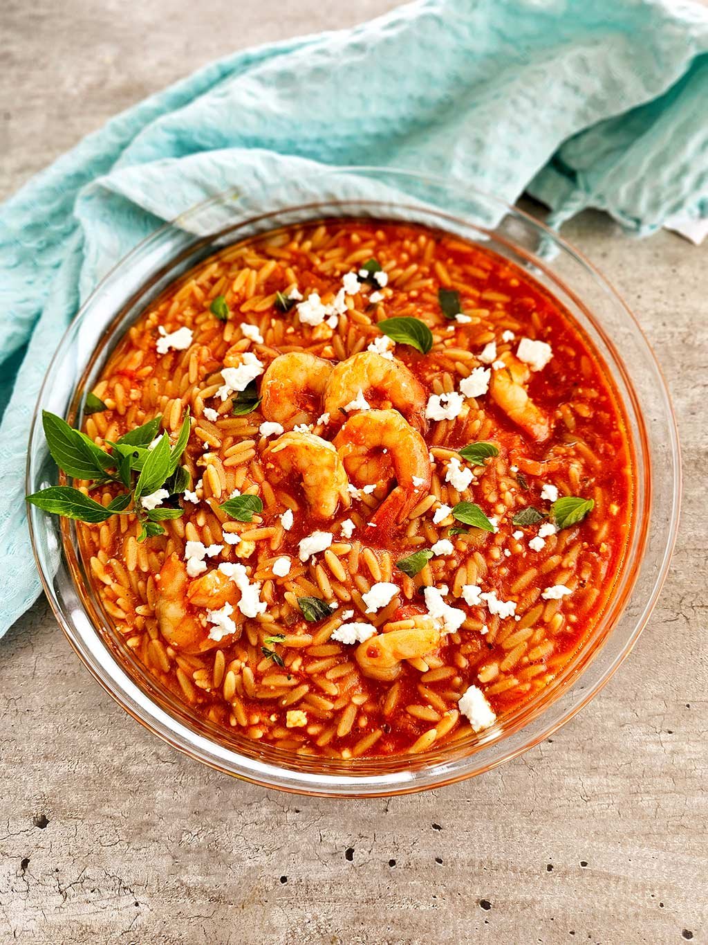 Greek Kritharoto with Shrimps and Feta Pasta