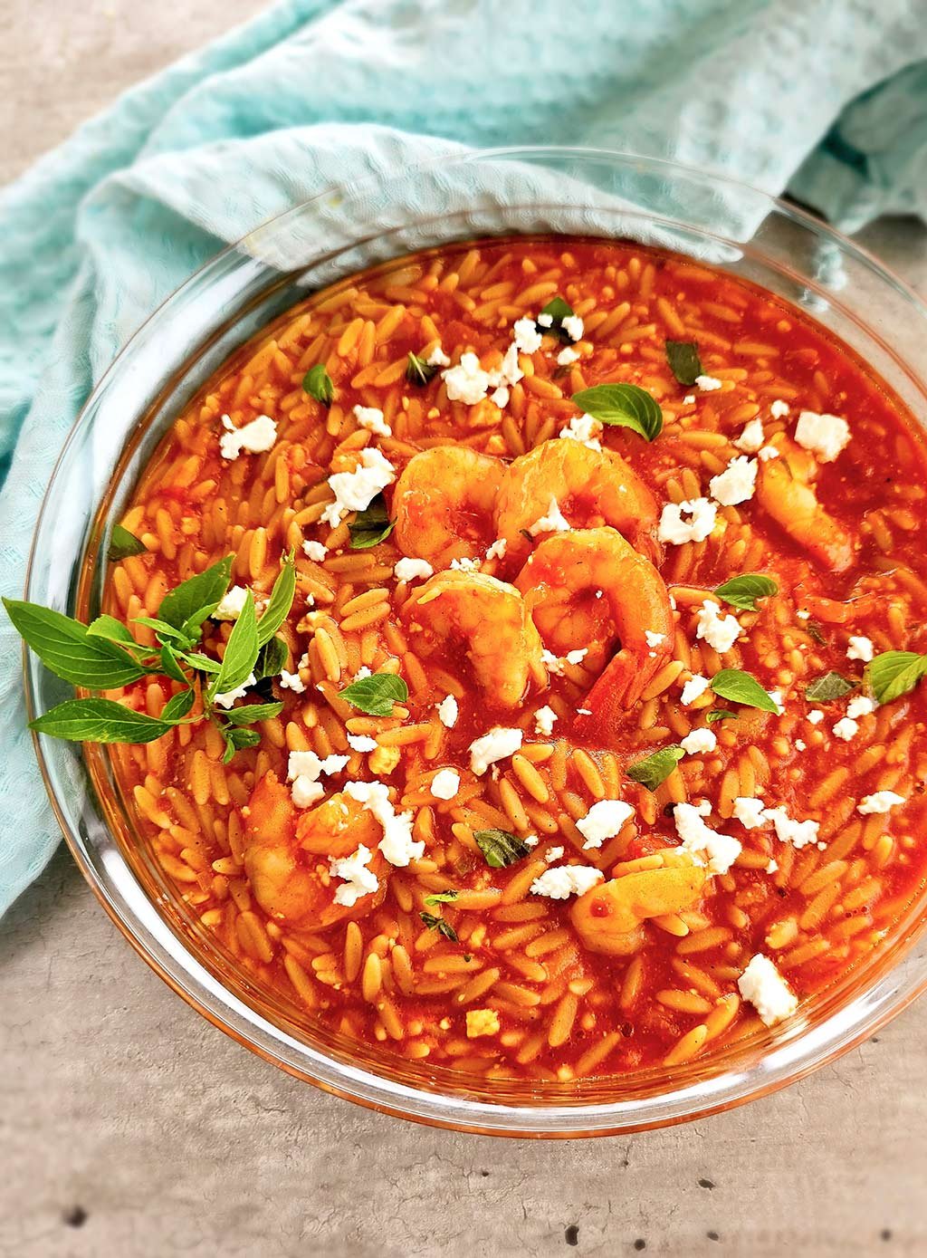 Greek Kritharoto with Shrimps and Feta Pasta